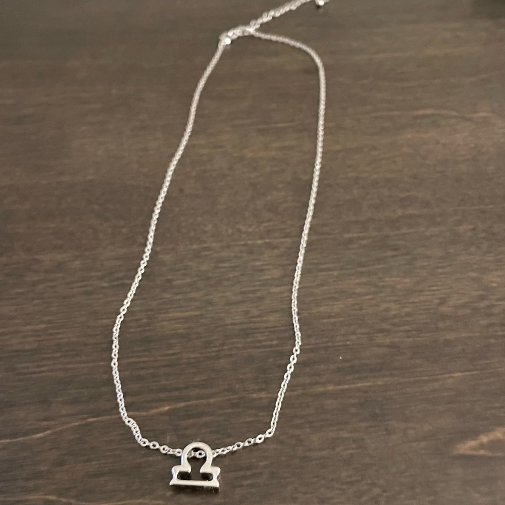 Silver Libra zodiac sign necklace
